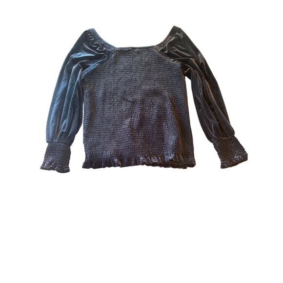 Black Smocked Velvet Puff Sleeve Top 1X 16W-18W)Goth Evening Elegant Whimsygoth - Picture 5 of 5